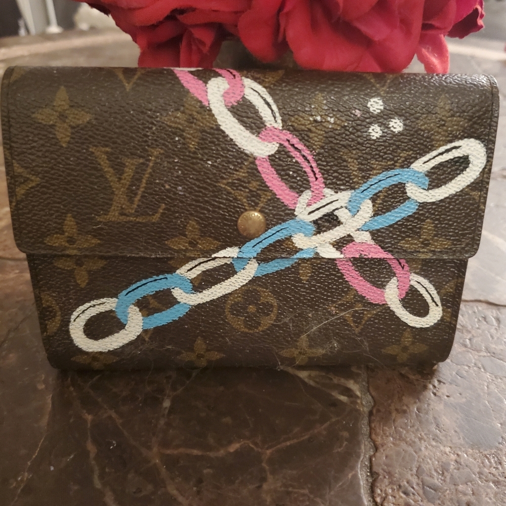 Louis Vuitton Porto Tresor Etui Papier Monogram Hanf Painted Wallet